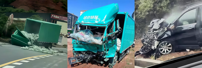 江西赣州某路段发生惨烈车祸 小车司机借道超车发生事故 腿骨骨折却仍被判全责